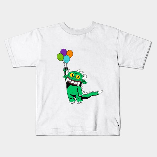 Hodag riding a balloon Kids T-Shirt by COOLKJS0